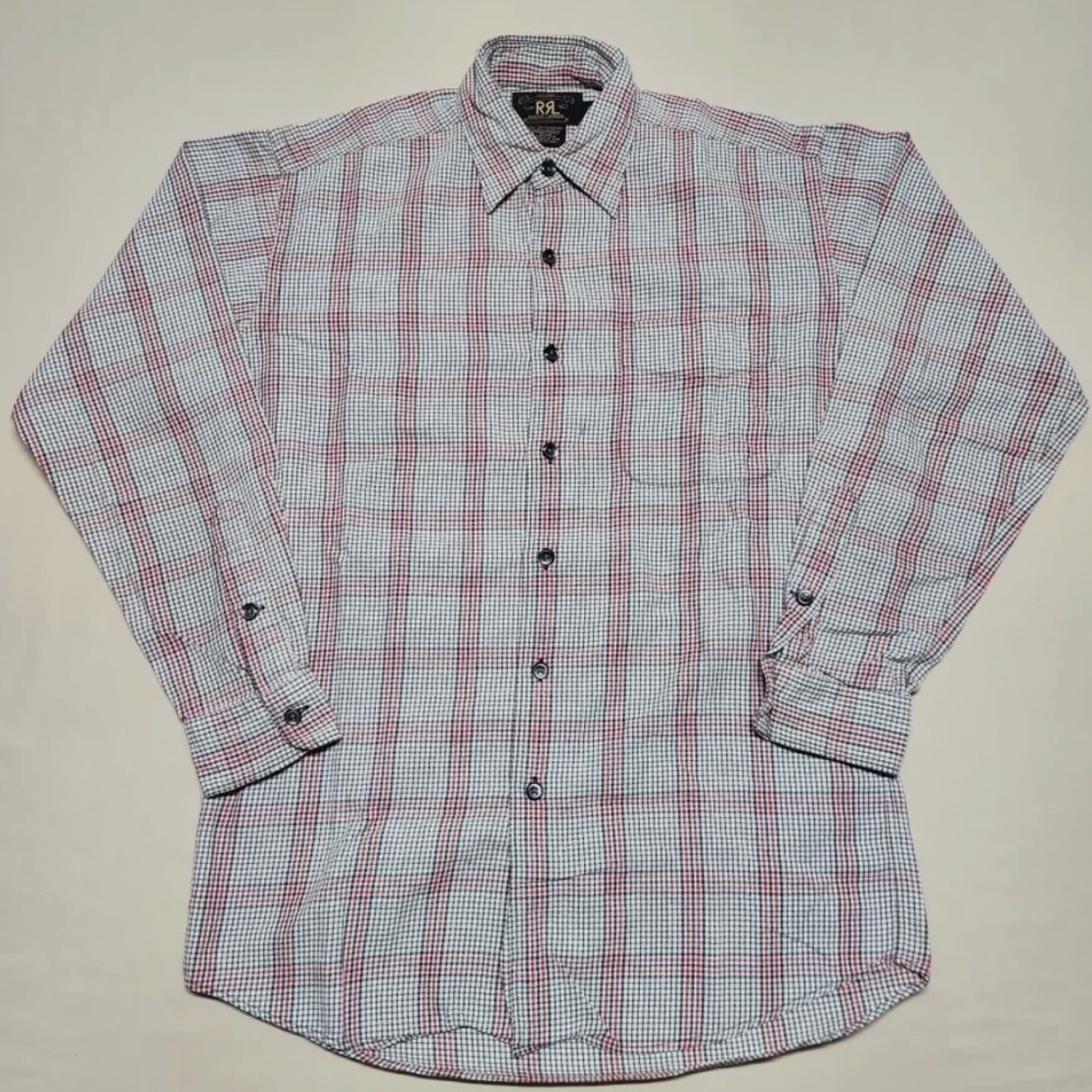 RRL Double RL Vintage 90s  Triple Star XS Cotton Plaid Windowpane Shirt